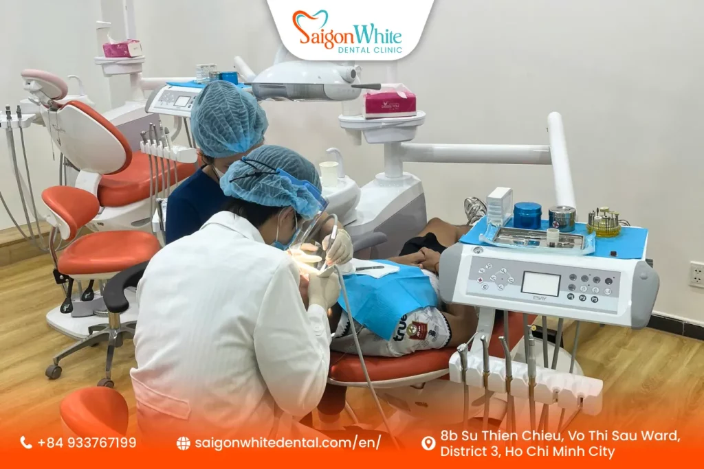 A Patient is treated at Saigon White Dental clinic