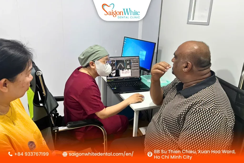 Dr. Ngan is analyzing the dental condition of an international patient.