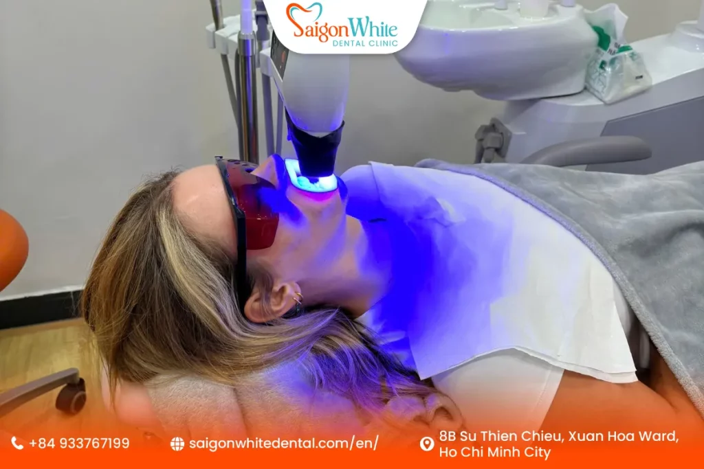 An international patient had her teeth whitened at Saigon White Dental Clinic